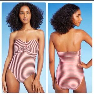 Kona Sol Strapless One Piece Striped Women’s Swimsuit Size Large
